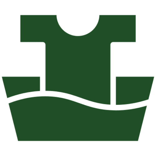 Laundry symbol with green shirt design
